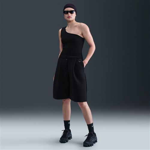 Løstsiddende Nike Modern Fleece-shorts med mellemhøj talje til kvinder - sort