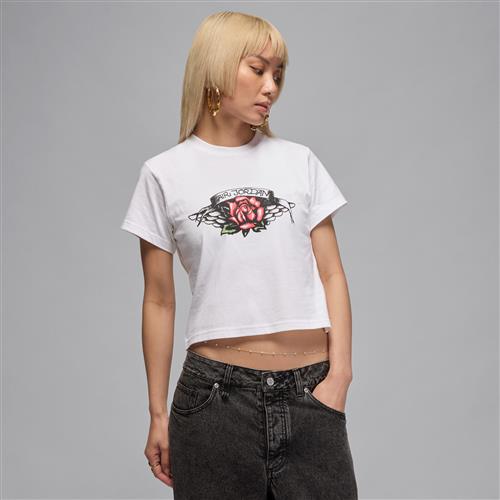 Jordan Flight-T-shirt med slank pasform og print til kvinder - hvid