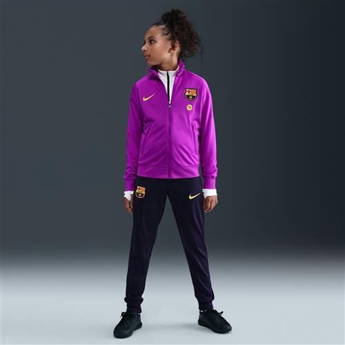 Maskinstrikket FC Barcelona Strike Nike Dri-FIT-fodboldtracksuit til større børn - lilla