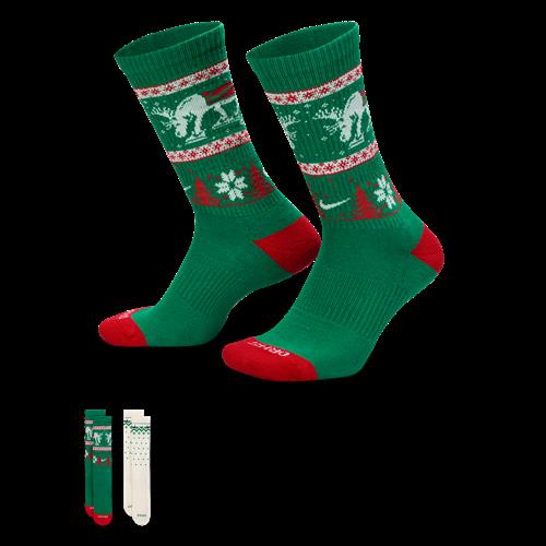 Stødabsorberende Nike Everyday Plus Winter Wonderland-crewstrømper (2 par) - multifarvet
