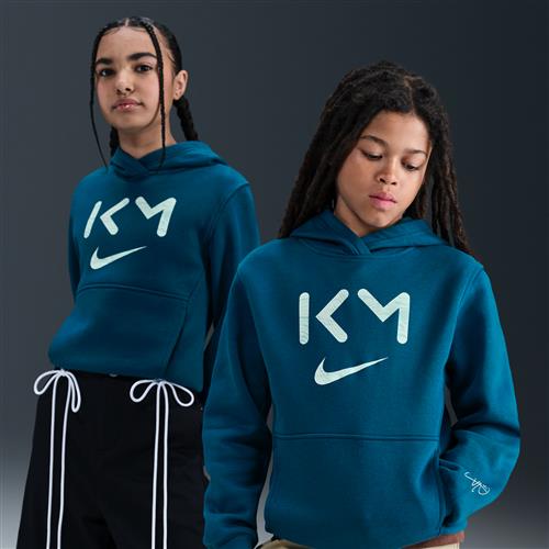 Kylian Mbappé Club Fleece-fodboldhættetrøje til større børn - blå
