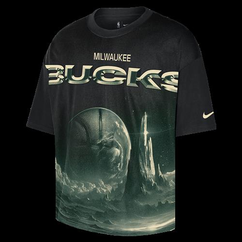 Milwaukee Bucks Courtside Nike NBA Boxy-T-shirt til mænd - sort