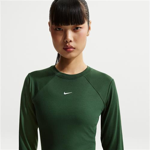 Nike Chill Knit langærmet ribtop med tætsiddende pasform til kvinder - grøn