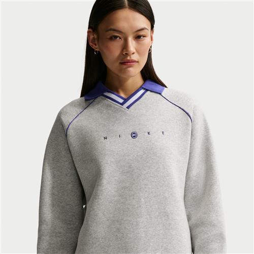 Oversized Nike Phoenix Fleece-polotrøje med grafik til kvinder - grå