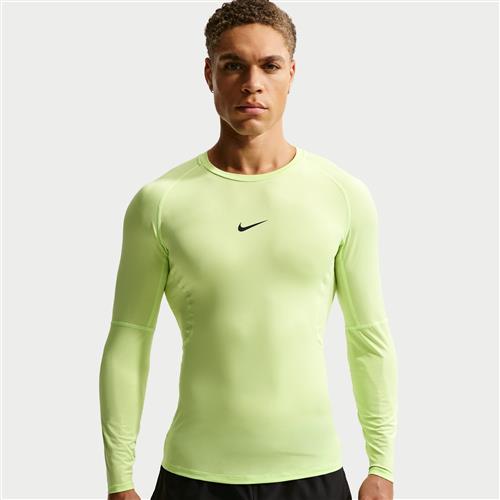 Tætsiddende Nike Pro Dri-FIT-fitnessoverdel med lange ærmer til mænd - grøn