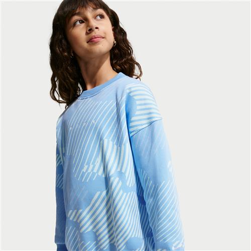 Nike Club Fleece-sweatshirt med rund hals til større børn (piger) - blå