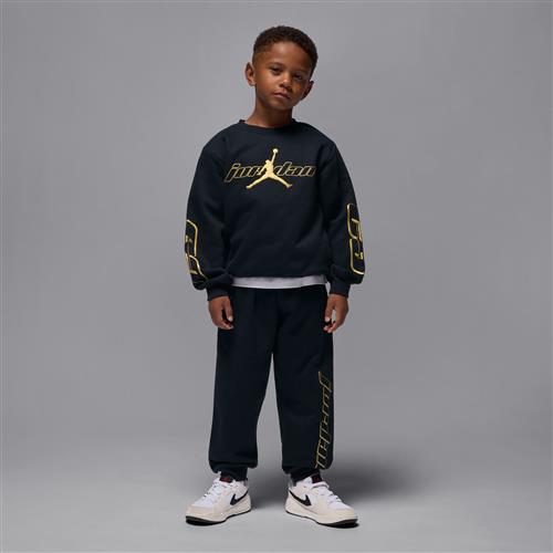 Todelt Jordan Mountainside-fleecesæt med crewtrøje til mindre børn - sort