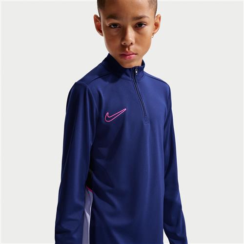 Nike Academy Dri-FIT-fodboldtræningstrøje med lange ærmer og 1/4 lynlås til større børn - blå