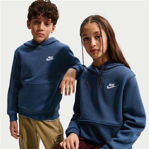 Nike Club Fleece-pullover-hættetrøje til større børn - blå