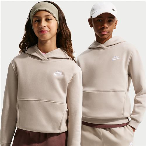 Nike Club Fleece-pullover-hættetrøje til større børn - brun