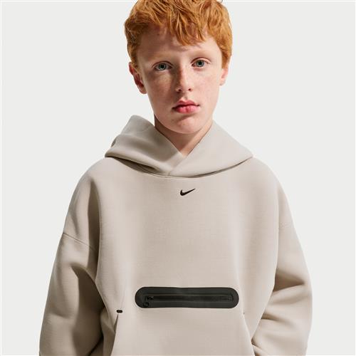 Oversized Nike Tech Fleece-pullover med hætte til større børn (drenge) - brun