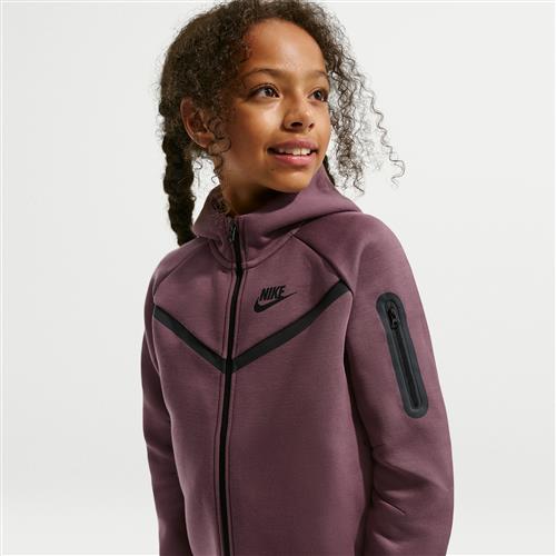 Nike Tech Fleece-hættetrøje med fuld lynlås til piger - lilla