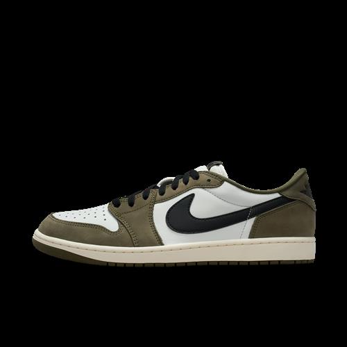 Air Jordan 1 Retro Low "Medium Olive and Summit White"-sko til mænd - grøn