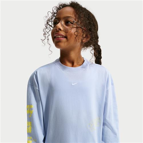 Langærmet Nike oversized T-shirt til større børn (piger) - grå