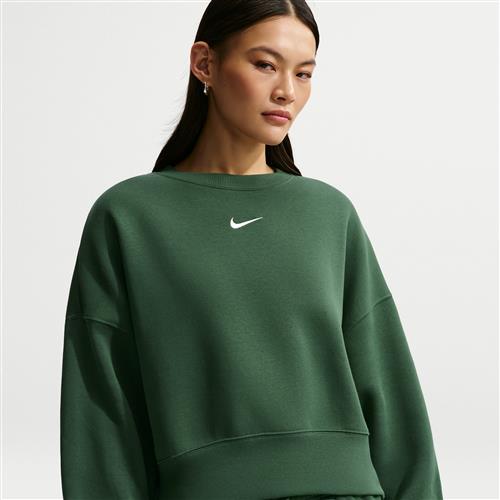 Oversized Nike Phoenix Fleece-sweatshirt med rund hals til kvinder - grøn
