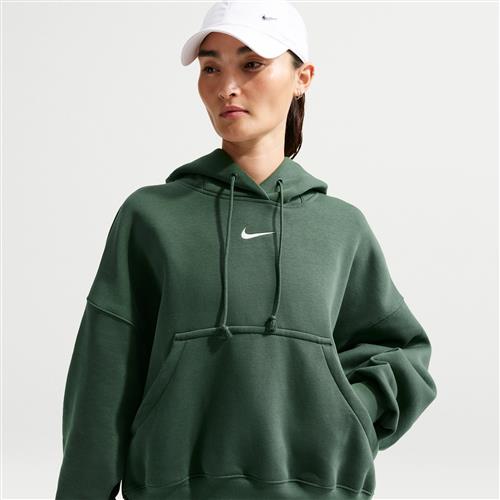Ekstra overdimensioneret Nike Phoenix Fleece-pullover-hættetrøje til kvinder - grøn