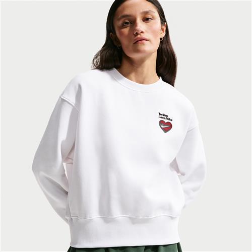Oversized Nike Phoenix Fleece-sweatshirt med rund hals til kvinder - hvid
