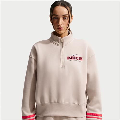 Oversized Nike -fleeceoverdel med 1/4 lynlås til kvinder - brun