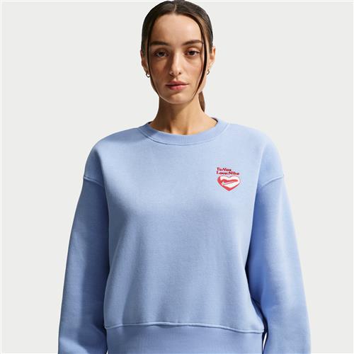 Oversized Nike Phoenix Fleece-sweatshirt med rund hals til kvinder - blå