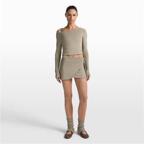 NikeSKIMS Stretch Knit Wrap-nederdel til kvinder - sort