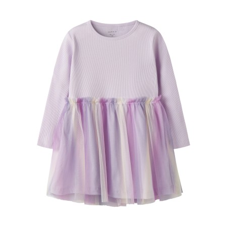 NAME IT Tyl Kjole Dotiana Lavender Fog