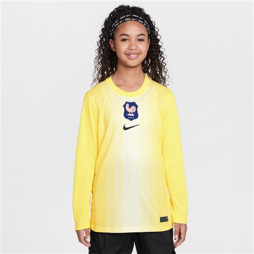 Langærmet FFF 2025/26 Stadium Goalkeeper Nike Dri-FIT Replica-fodboldspillertrøje til større børn - gul