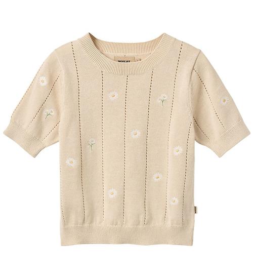 Wheat T-shirt - Strik - Sandshell white flowers