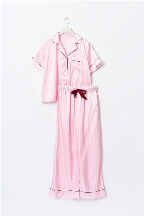 Gina Tricot - 14+ satin set - pyjamasser - Lyserød - XS - Dame