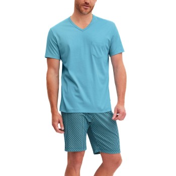 Calida Relax Streamline Short Pyjama Blå/Blå bomuld X-Large Herre