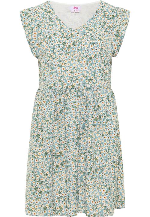 MYMO Sommerkjole  pastelblå / honning / mørkegrøn / hvid