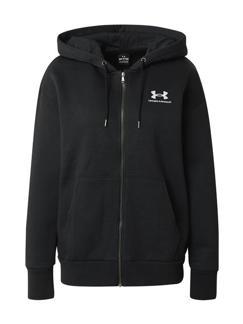 UNDER ARMOUR Sweatjakke 'Essential'  sort / hvid