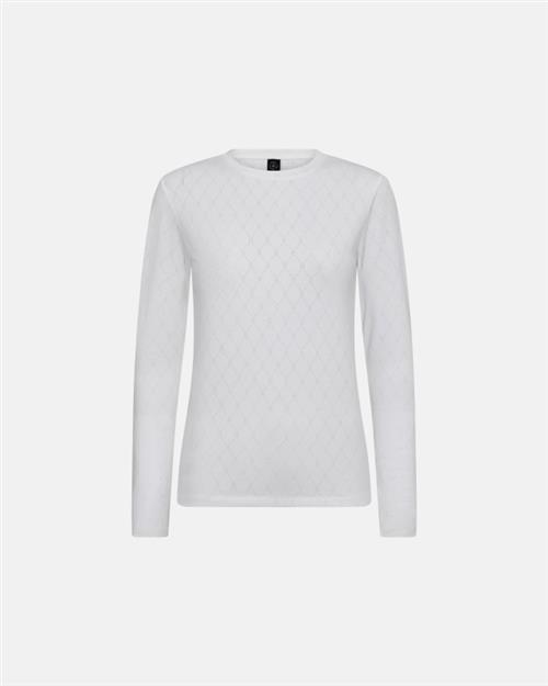 Langærmet t-shirt "Logo" | Bomuld | Hvid m. burn-out effekt