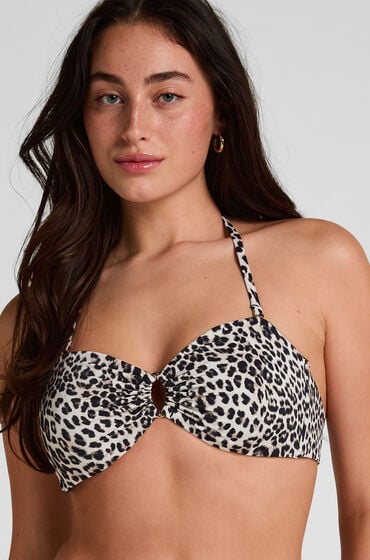 Hunkemöller Bandeau Bikini Top Leopard Sort
