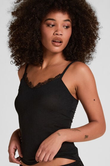 Hunkemöller super soft blondebluse med V-hals og kashmir Sort