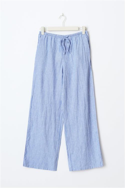 Gina Tricot - petite linen blend trousers - Hørbukser - Blå - XS - Dame