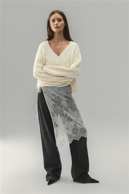 Gina Tricot - V-neck knitted cardigan - Cardigans - Hvid - L - Dame