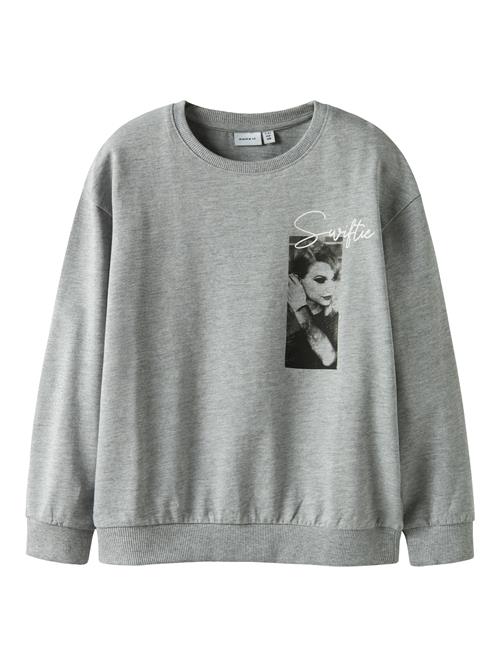 NAME IT Sweatshirt 'NKFJIXIS'  grå-meleret / sort / hvid