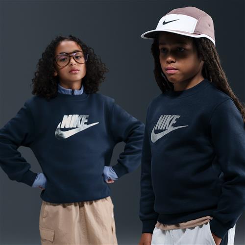 Nike Club Fleece-sweatshirt med rund hals til større børn - blå