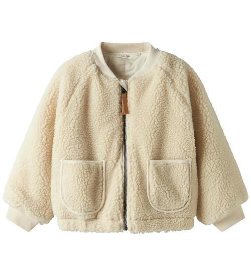 Lil' Atelier Bomberjakke - Teddy - NmnLajo - Turtledove/Swan