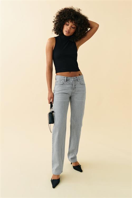 Gina Tricot - low straight jeans - Low waist jeans - Grå - 34 - Dame