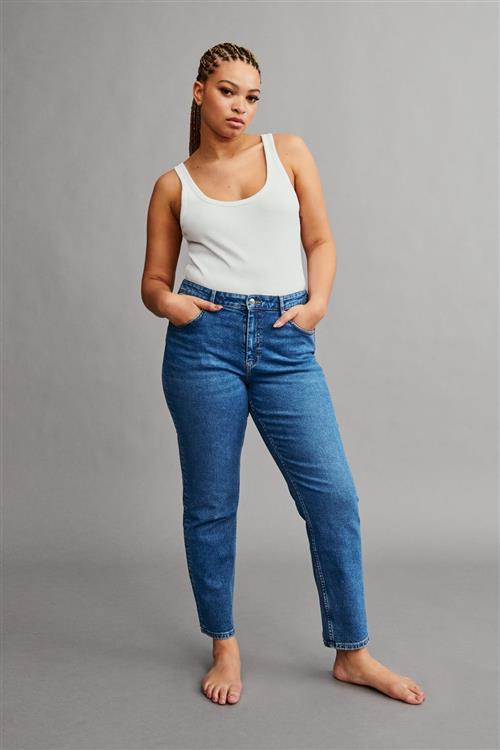 Gina Tricot - Straight stretch jeans - mid waist jeans - Blå - 40 - Dame