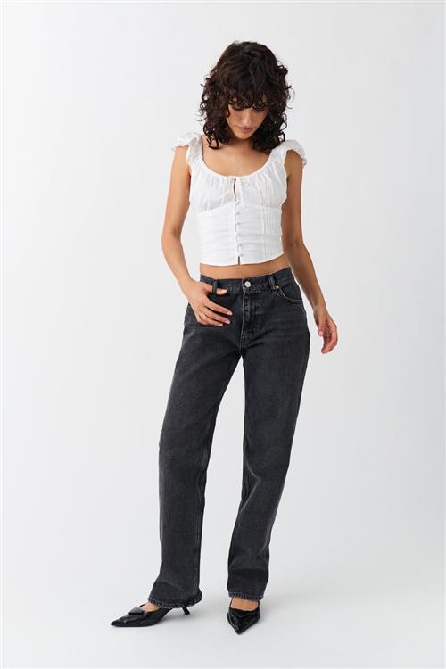 Gina Tricot - low straight jeans - Low waist jeans - Sort - 32 - Dame