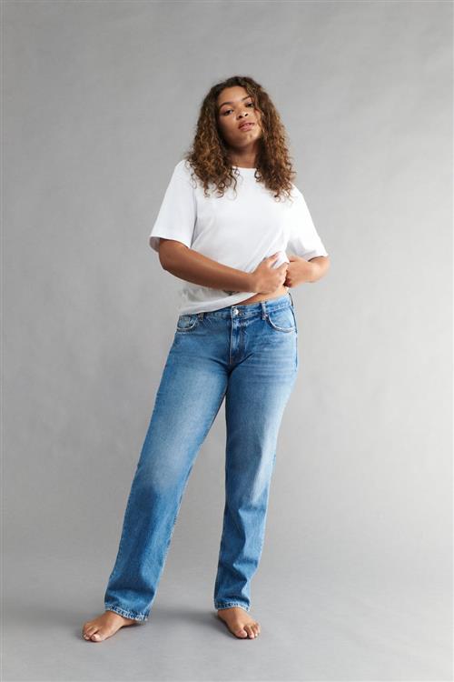 Gina Tricot - low straight jeans - Low waist jeans - Blå - 36 - Dame