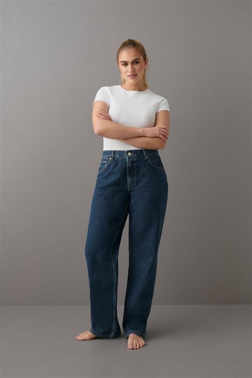 Gina Tricot - Boyfriend jeans - mid waist jeans - Blå - 32 - Dame