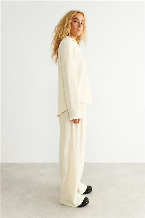 Gina Tricot - Pleated trousers - Vide bukser - Hvid - S - Dame