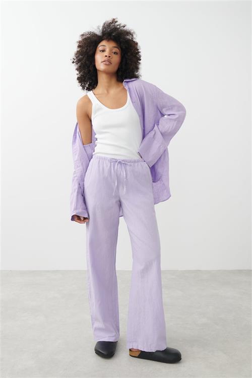 Gina Tricot - linen blend trousers - Hørbukser - Lilla - XS - Dame