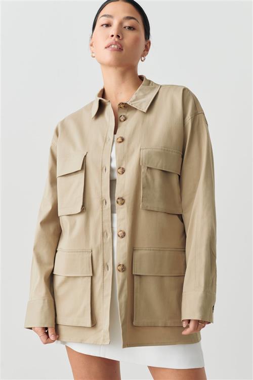 Gina Tricot - Cargo shirt - Skjorter - Beige - XS - Dame