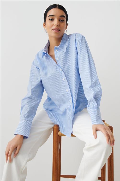 Gina Tricot - Poplin shirt - Skjorter - Blå - M - Dame