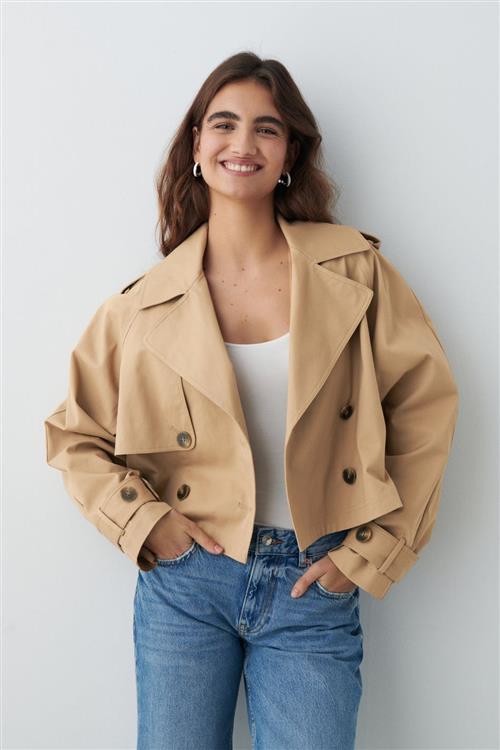 Gina Tricot - Short trench coat - trenchcoats - Beige - XL - Dame