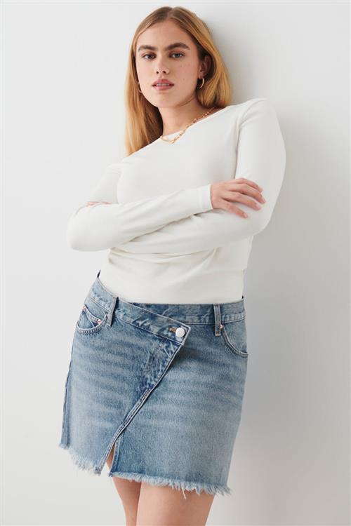 Gina Tricot - Wrap denim skirt - Denimnederdele - Blå - 38 - Dame